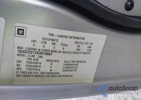 1999 Buick Park Avenue Ultra from USA, damaged, VIN 1G4CU5212X4615667